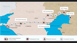 Map of Caspian Pipeline Consortium route from Kazakhstan Tengiz to Black Sea Novorossiysk