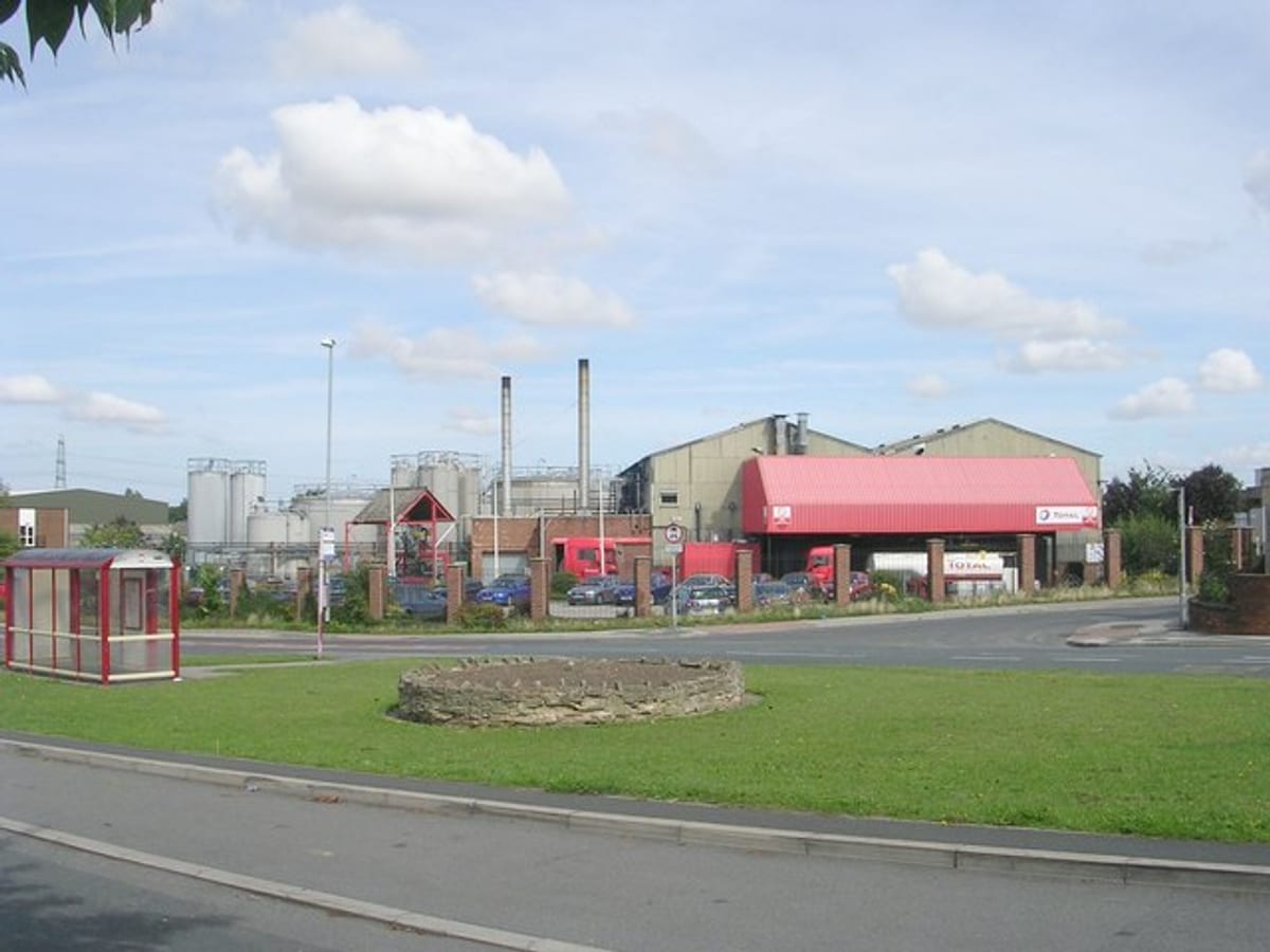 TotalEnergies oil refinery facility on Ferrybridge Road United Kingdom with processing equipment