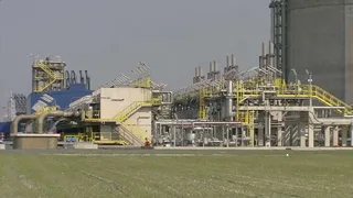 GATE LNG import terminal at the Port of Rotterdam with storage tanks and quayside