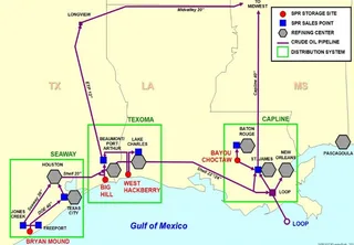 US Strategic Petroleum Reserve crude oil storage facility at one of four Gulf Coast sites