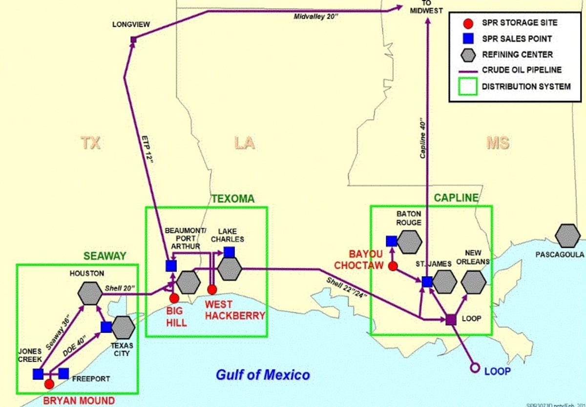 US Strategic Petroleum Reserve crude oil storage facility at one of four Gulf Coast sites