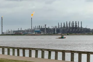 LNG tanker departing Cheniere Energy liquefaction terminal in the United States