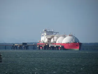 LNG carrier vessel Fuji LNG at sea transporting liquefied natural gas cargo worldwide
