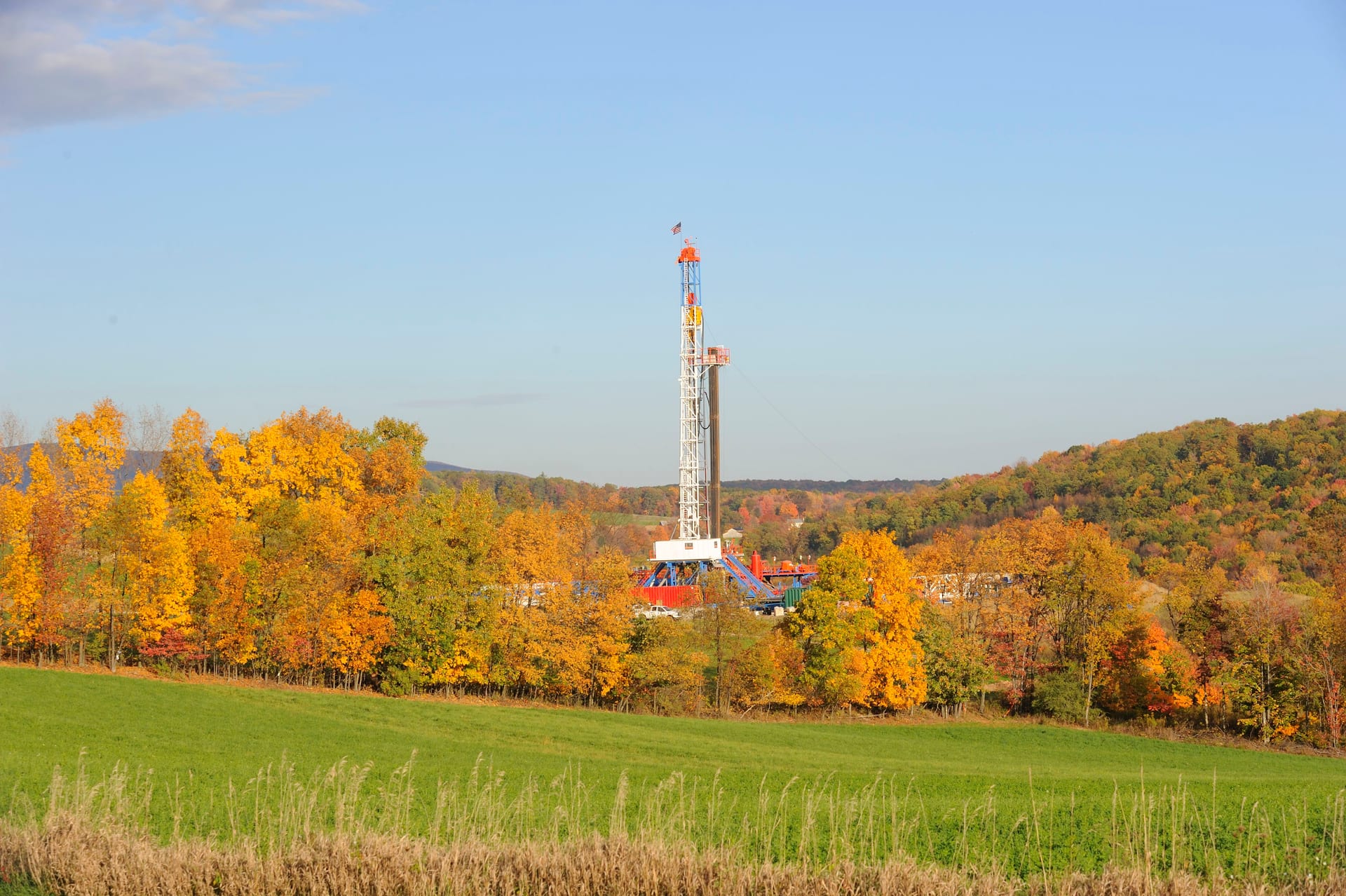 Chief Oil and Gas horizontal drilling rig operating at a shale well site in Appalachia